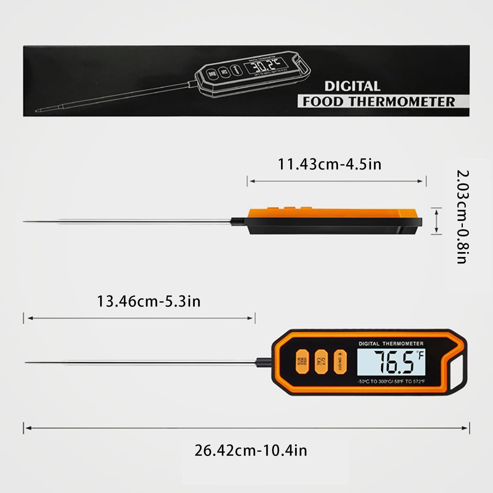 Digital Meat Thermometer Instant Read Food Thermometer Extra Long 5.3-Inch Probe Backlight Lock Function for Kitchen ... - Image 2